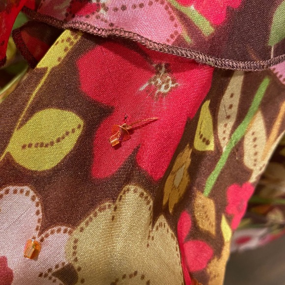 CONTEXT 100% Silk Floral Skirt Size 2 Ruffle Beaded Romantic Flowy Y2K Feminine - Picture 16 of 17